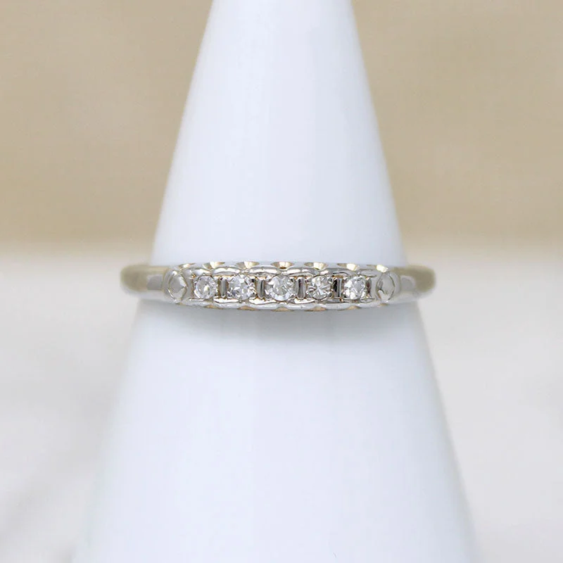 women’s affordable engagement rings -Mid-Century Diamond Band with Chain Link Motif