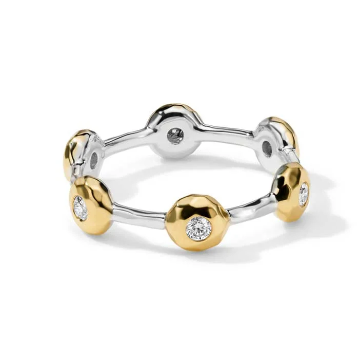 women’s diamond halo engagement rings -Ippolita Chimera Diamond Band in 18K Yellow Gold and Sterling Silver