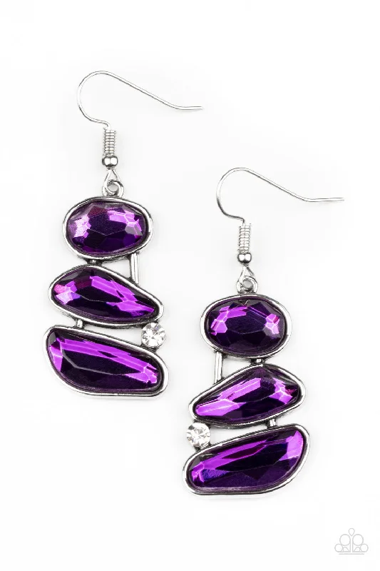 women’s crystal earrings -Gem Galaxy - Purple