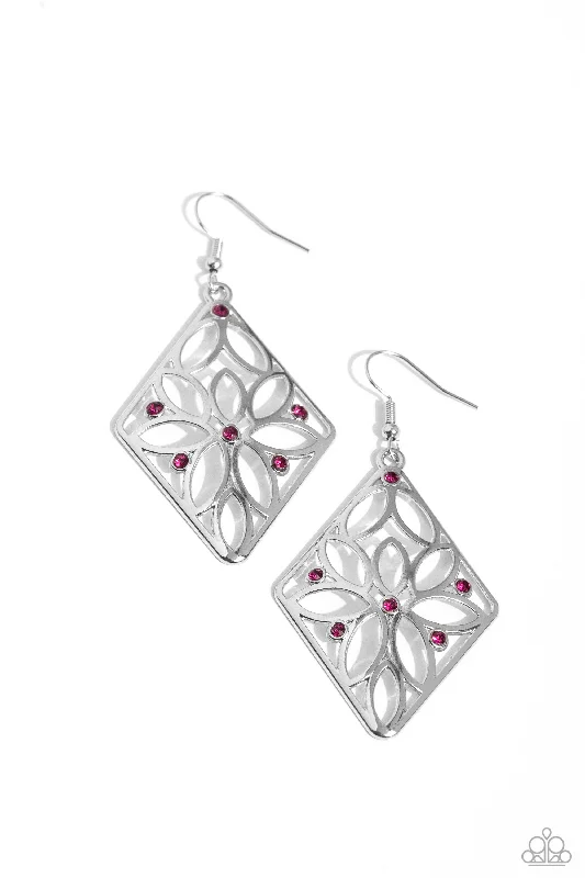 women’s moonstone earrings -Pumped Up Posies - Pink