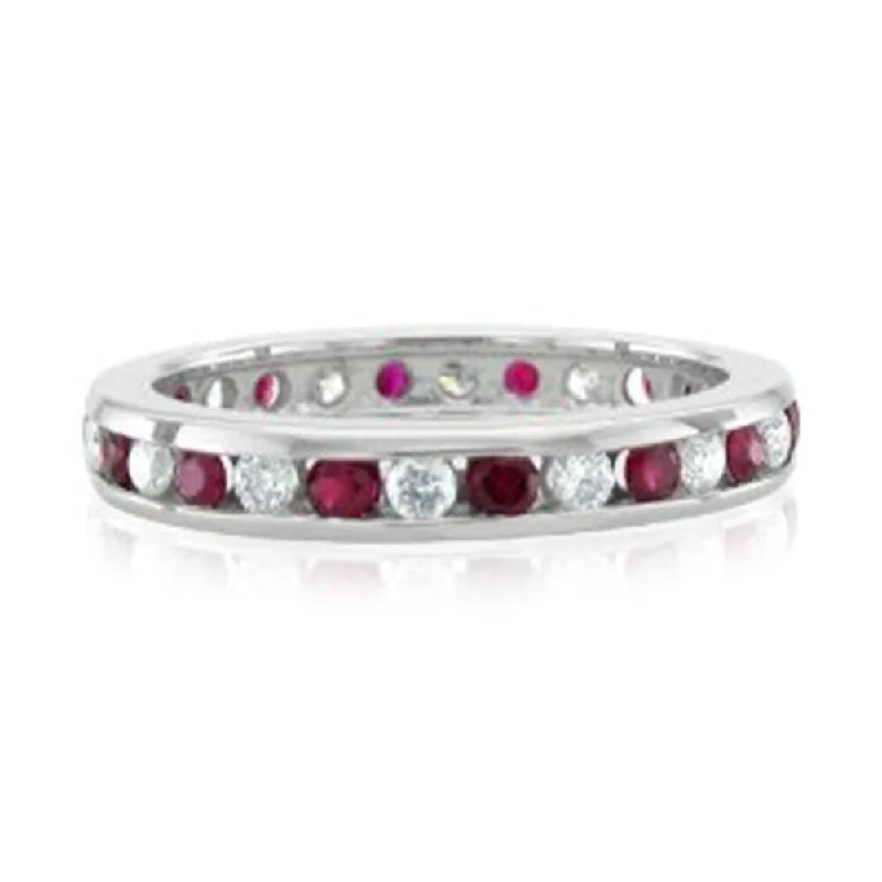 women’s vintage-inspired engagement rings -1 1/2ct Ruby & Diamond Eternity Ring White Gold