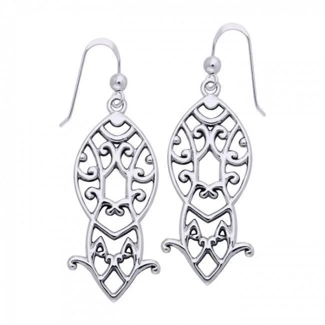 women’s ruby earrings -Celtic Maori Silver Earrings TER522