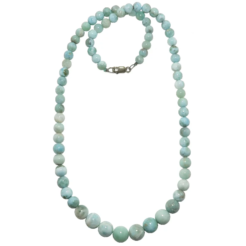 gold necklaces for women -Larimar Necklace Blue Paradise Beads Precious Gem