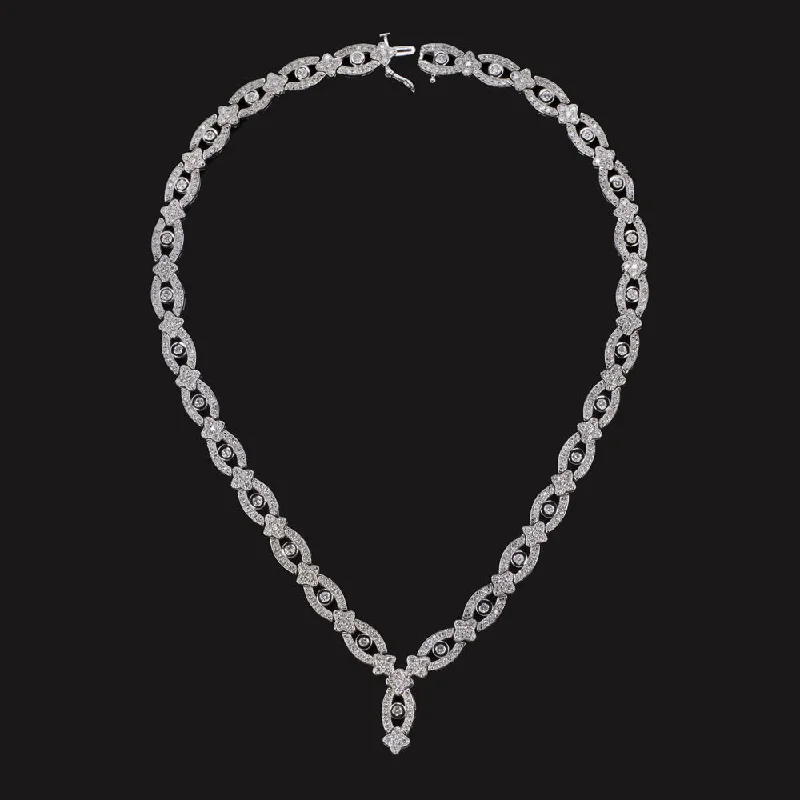 women’s luxury rings with diamonds -6 CARAT DIAMOND NECKLACE 51.2 GRAM 14k WHITE GOLD NATURAL FORMAL STAR LOOP 6ct