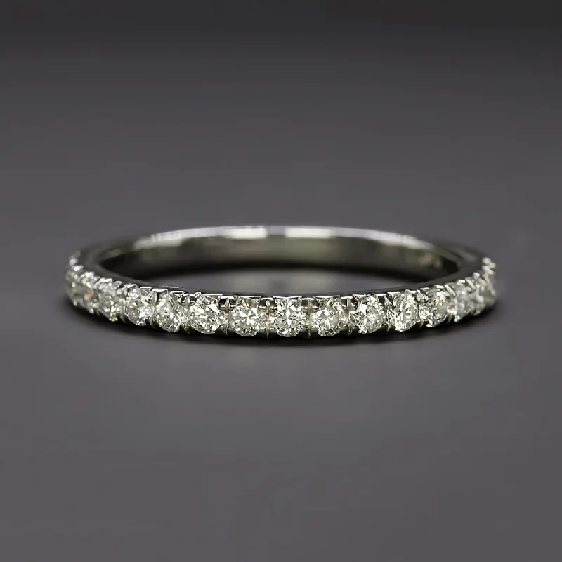 women’s adjustable gemstone rings -DIAMOND WEDDING BAND STACKING RING 1/3ct PLATINUM NATURAL THIN DAINTY CLASSIC