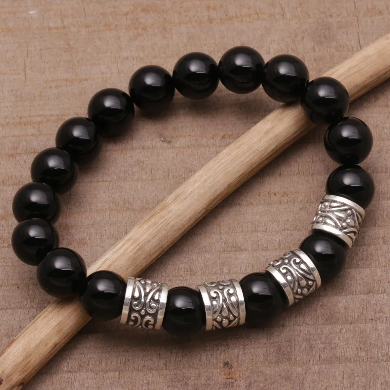 women’s stretchy bangles -Shrine Shadow Men's Onyx Bracelet