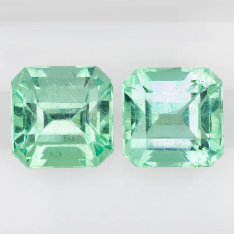 women’s birthstone rings -5.33ct EMERALD PAIR STUD DROP EARRINGS ASSCHER CUT SQUARE LOOSE NATURAL PASTEL