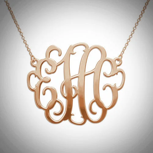 women’s pearl pendant necklaces -Monogram Cursive 2