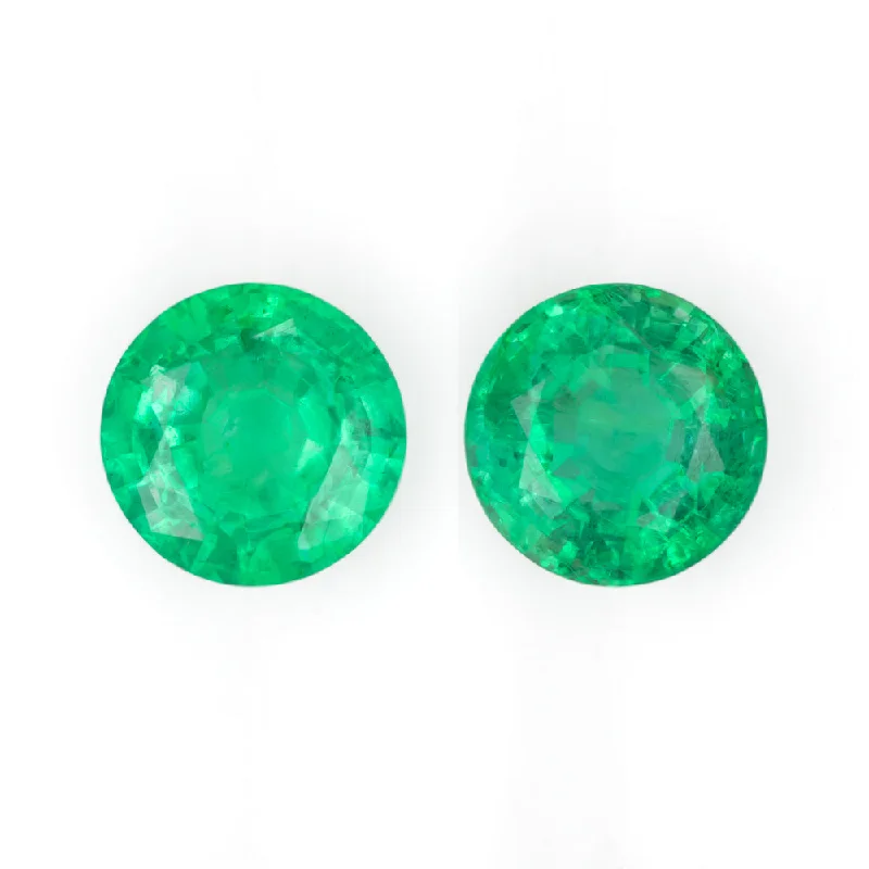 vintage rings for women -1.59ct EMERALD PAIR STUD EARRINGS 6mm ROUND CUT LOOSE NATURAL GEMSTONE 1.5ct