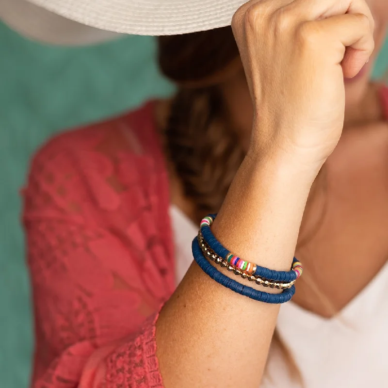 women’s bangles and bracelets -Navy Bracelet Stack