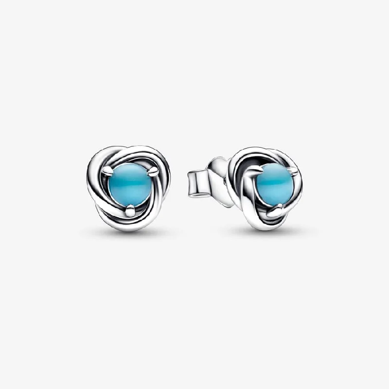 women’s silver drop earrings -Eternity Circle Stud Earrings | December Turquoise