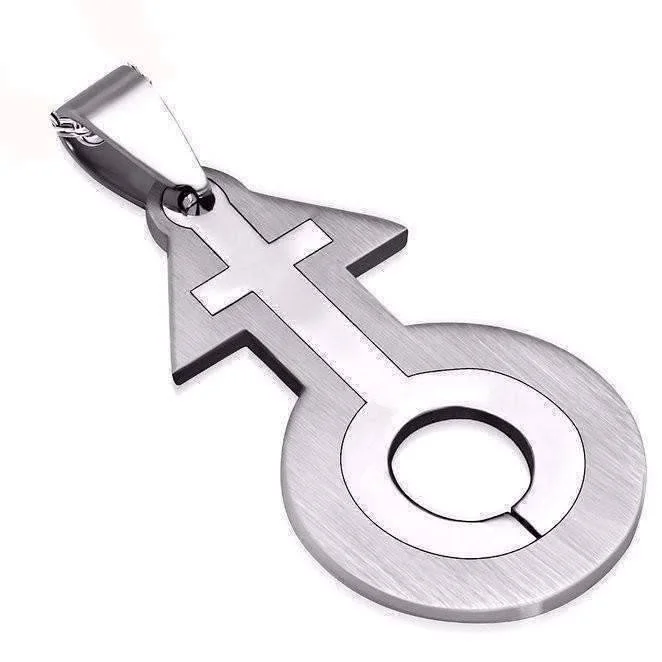 women’s classic necklaces -ON SALE - Gender Identity Symbols Stainless Steel 2 Piece Pendant Necklace