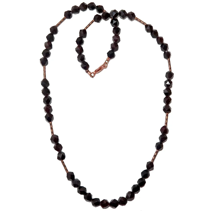 women’s statement pendant necklaces -Garnet Necklace Lady in Red Faceted Gem Classic Copper