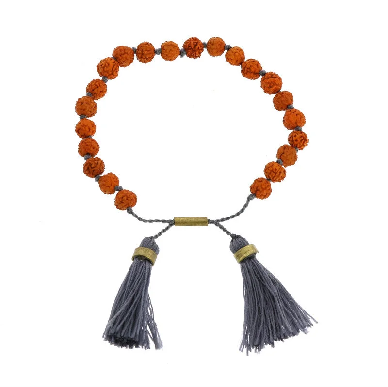 men’s and women’s matching bracelets -Mala and Tassel Bracelet - Blue