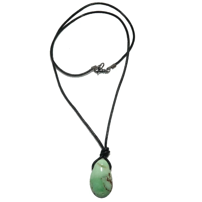 women’s friendship necklaces -Chrysoprase Necklace Prayers and Praises Leather