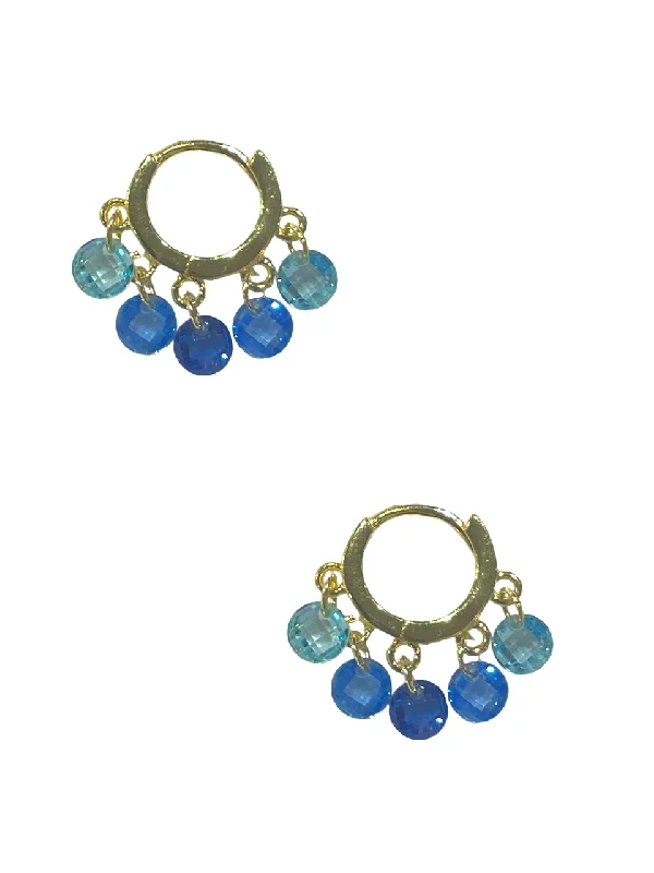 women’s vintage-style earrings -Dangle Crystal Huggies - Blue