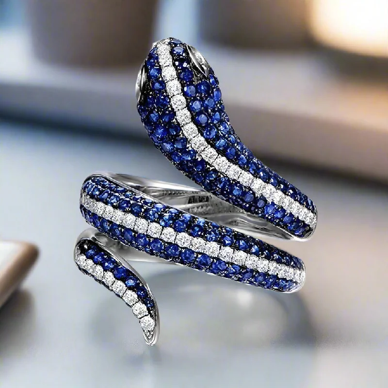 women’s necklaces -Tempeste En Bleu 2CTW Snake OB Simulated Diamond Ring for Women Gift