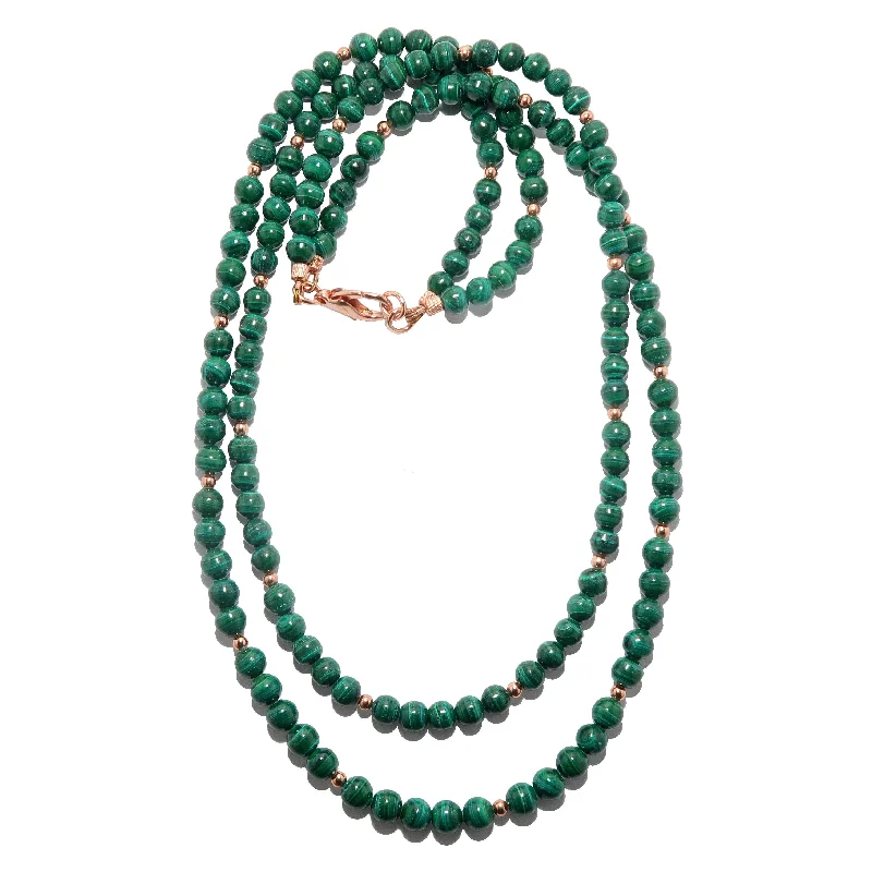 women’s statement chain necklaces -Malachite Necklace Royal God Double Layer Green Copper