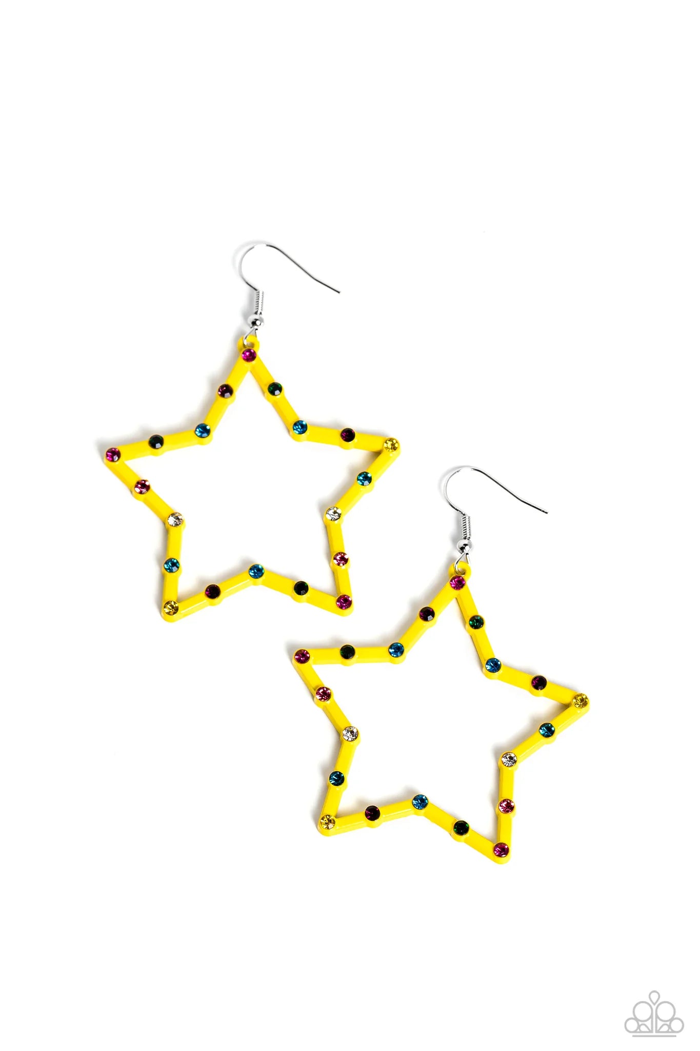 women’s gold earrings with gemstones -Confetti  Craze - Yellow