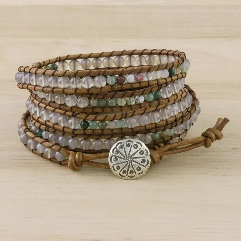 women’s magnetic bracelets -Mist in the Fields Leather Wrap Bracelet