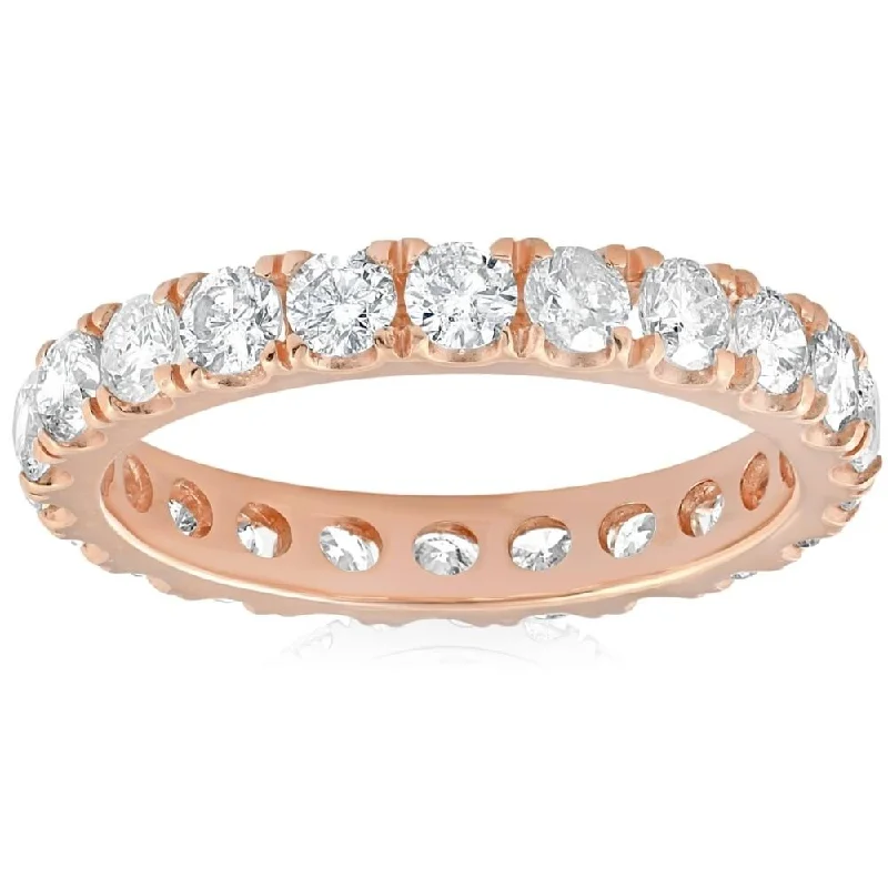 women’s ruby engagement rings -2Ct Diamond Eternity Ring 14k Rose Gold U Prong Stackable Wedding Band