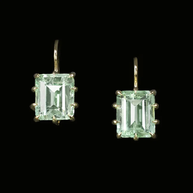 women’s diamond stackable rings -NATURAL EMERALD DROP EARRINGS 14k YELLOW GOLD DANGLE CLASSIC MINT GREEN 5.67ct