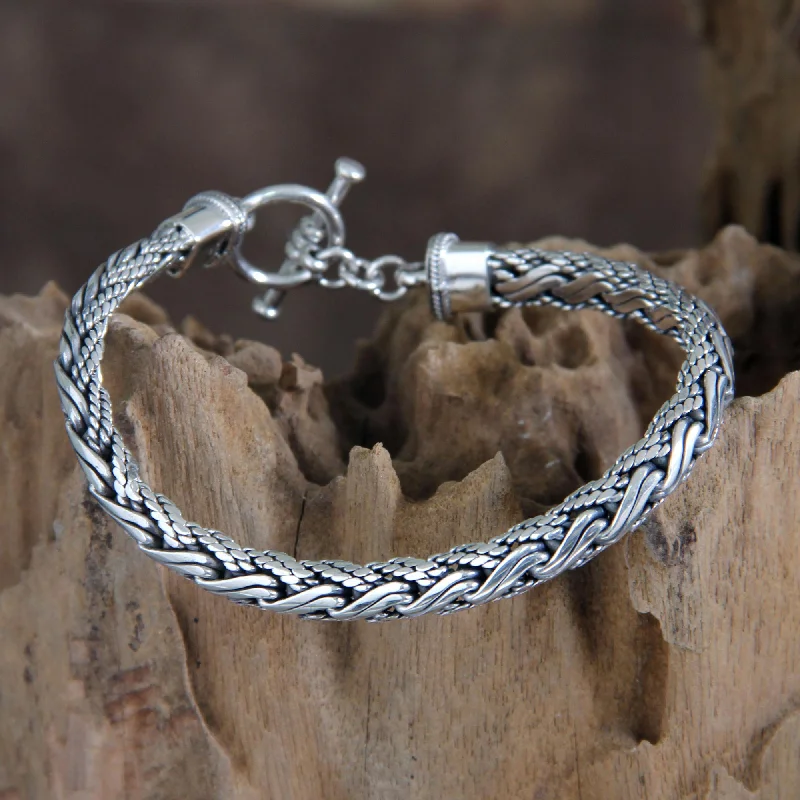 women’s friendship bracelets -Surf Sterling Silver Men's Bracelet