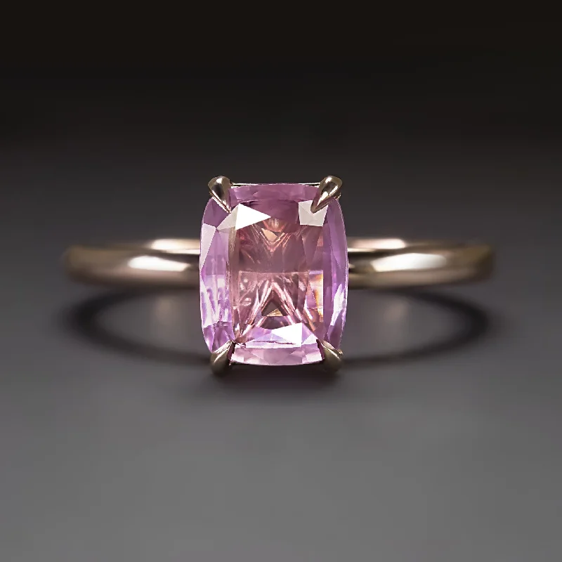 women’s twisted rings -1.25ct PINK SAPPHIRE SOLITAIRE RING CUSHION SHAPE 14k ROSE GOLD NATURAL CLASSIC