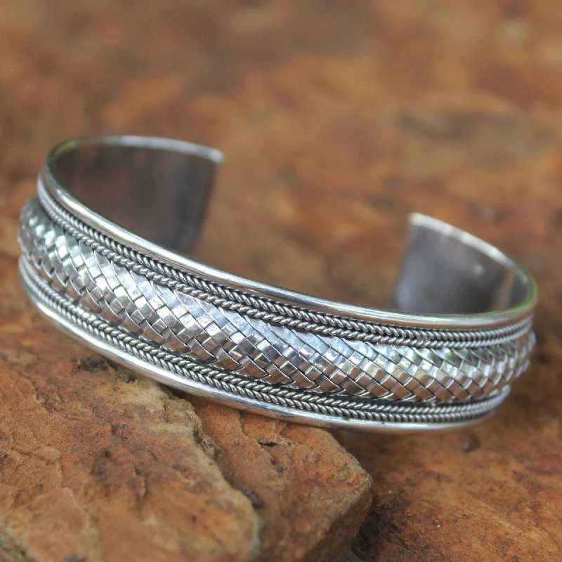 designer charm bracelets for women -Chiang Mai Sterling Silver Cuff Bracelet