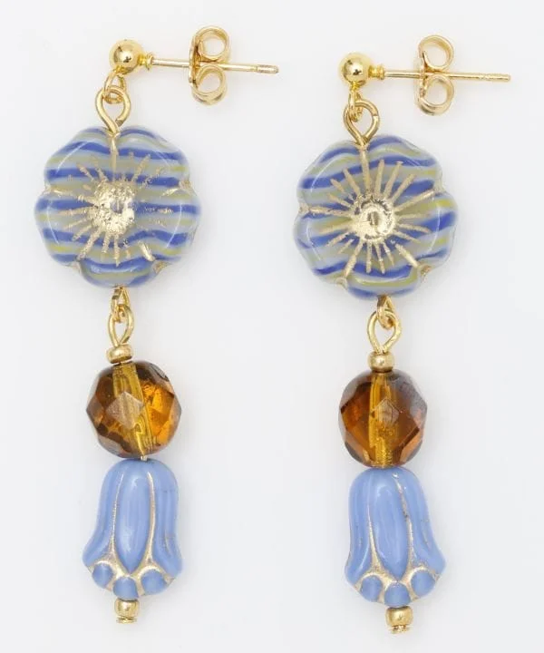 women’s gemstone earrings -Czech Glass Retro Like FlowerEarrings