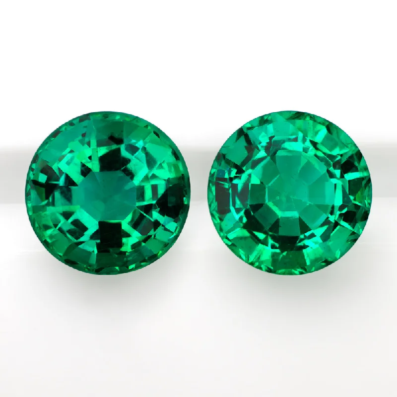 women’s classic gold rings -3.38ct EMERALD PAIR STUD EARRINGS ROUND CUT VIVID GREEN LOOSE NATURAL GEMSTONE