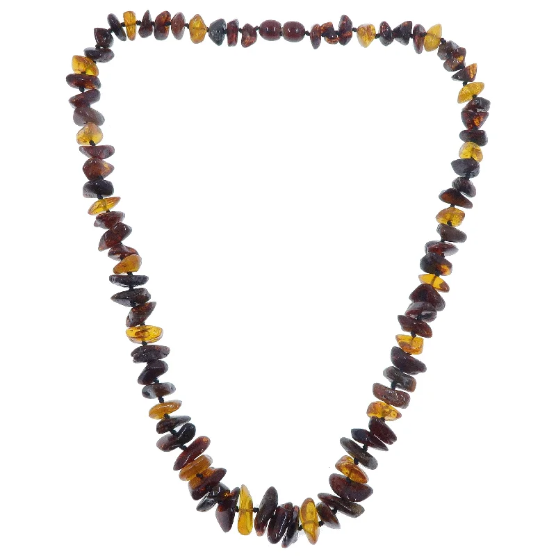 women’s heart-shaped necklaces -Amber Necklace Warm Red Medley Knotted Baltic Gem