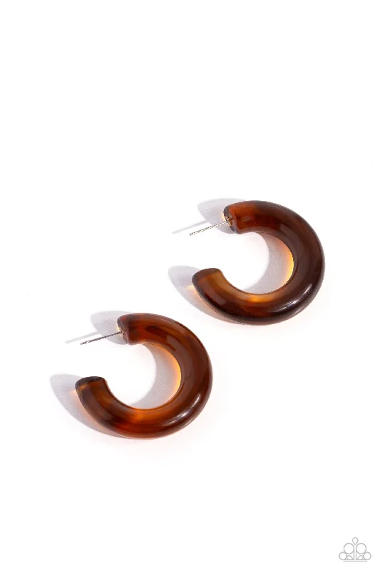 silver earrings for women -Glassy GAZE - Brown