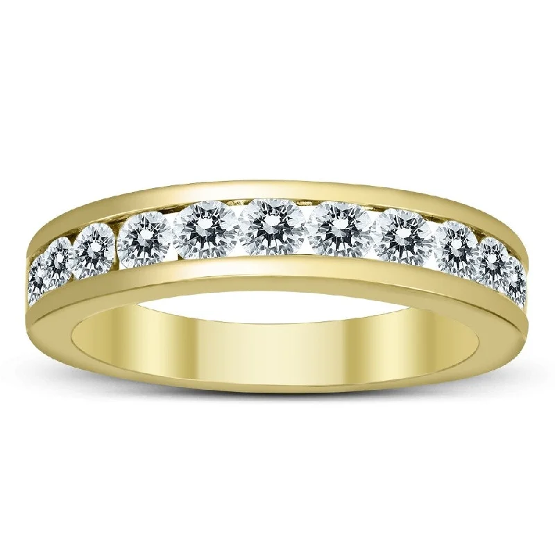 women’s solitaire engagement rings -1 Carat TW Channel Set Diamond Band in 10K Yellow Gold