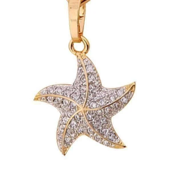 women’s diamond chokers -Mini Dancing Micro Pave Starfish Pendant Gold Plated Necklace