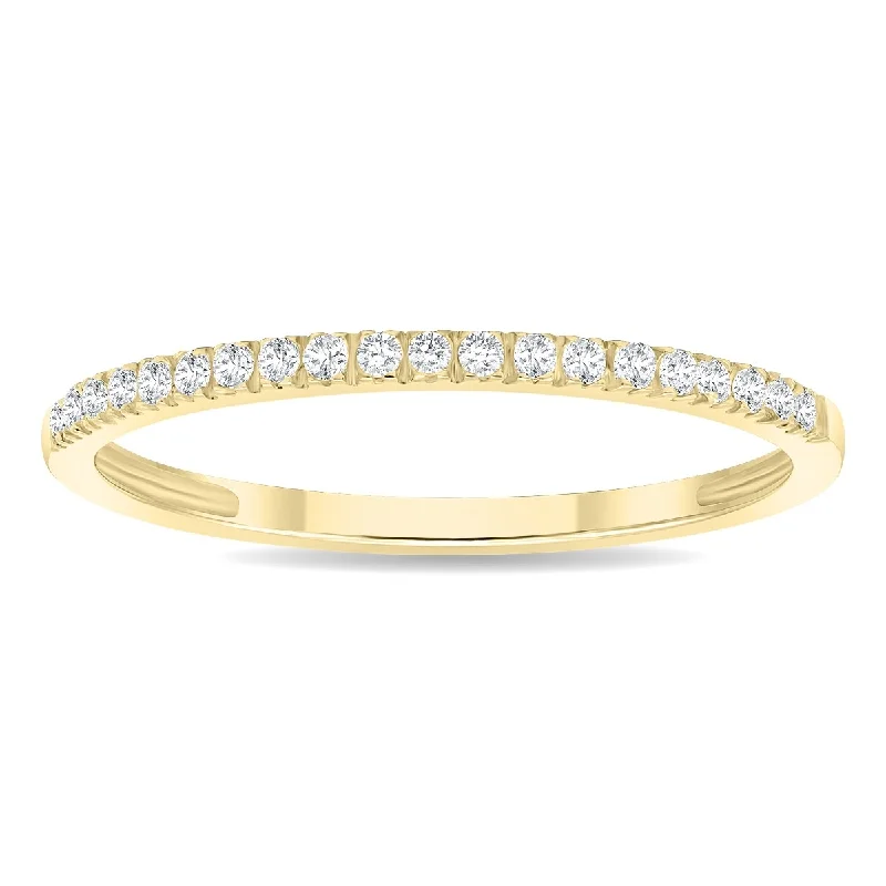 diamond engagement rings for women -Women's 1/6 Carat TW Thin Diamond Band in 10K Yellow Gold (Wedding, Fashion or Stackable Band)