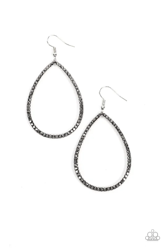 women’s engraved earrings -Black Tie Optional - Silver