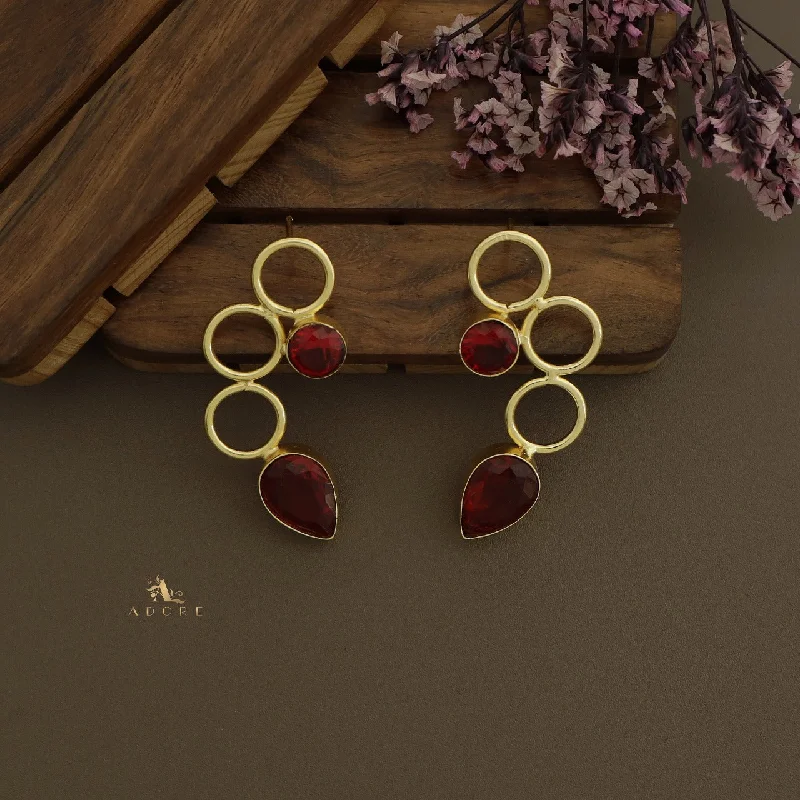 women’s drop earrings -Golden Tri Circle Glossy Earring