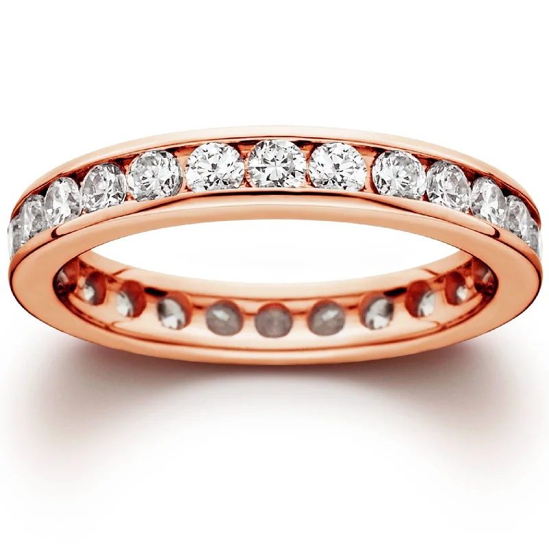 women’s unique gemstone engagement rings -1 1/2ct Channel Set Diamond Eternity Ring Rose Gold