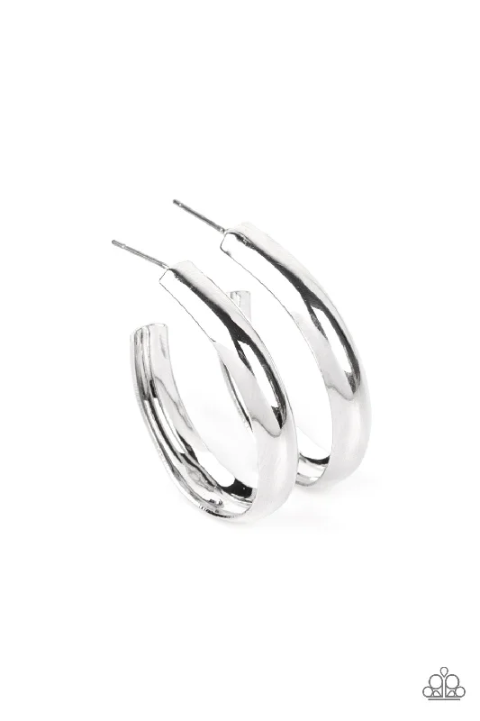 women’s gold stud earrings -Champion Curves - Silver