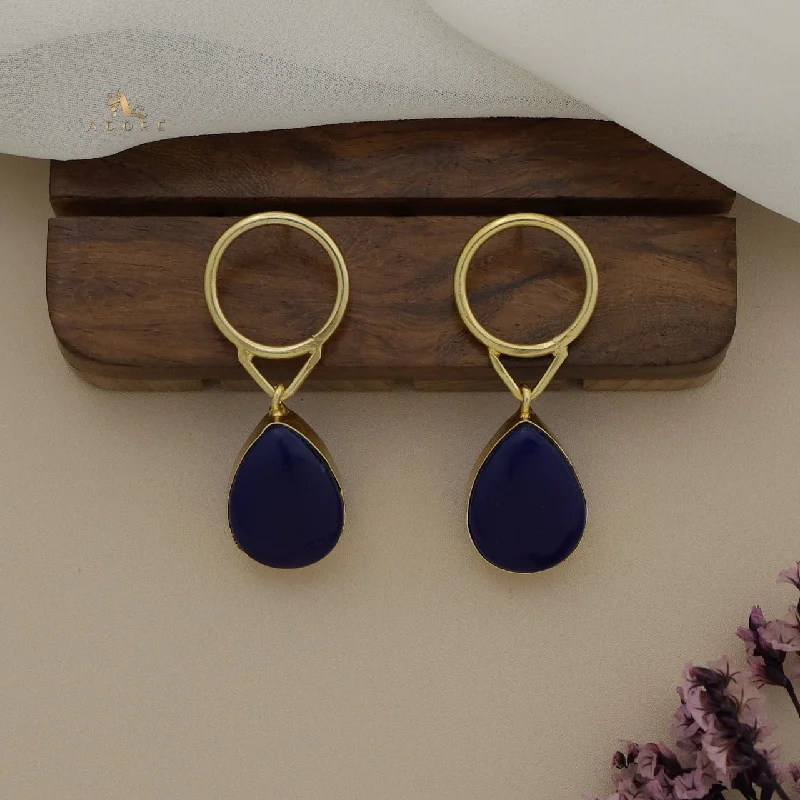 women’s pearl drop earrings -Lyra Golden Circle Drop Earring