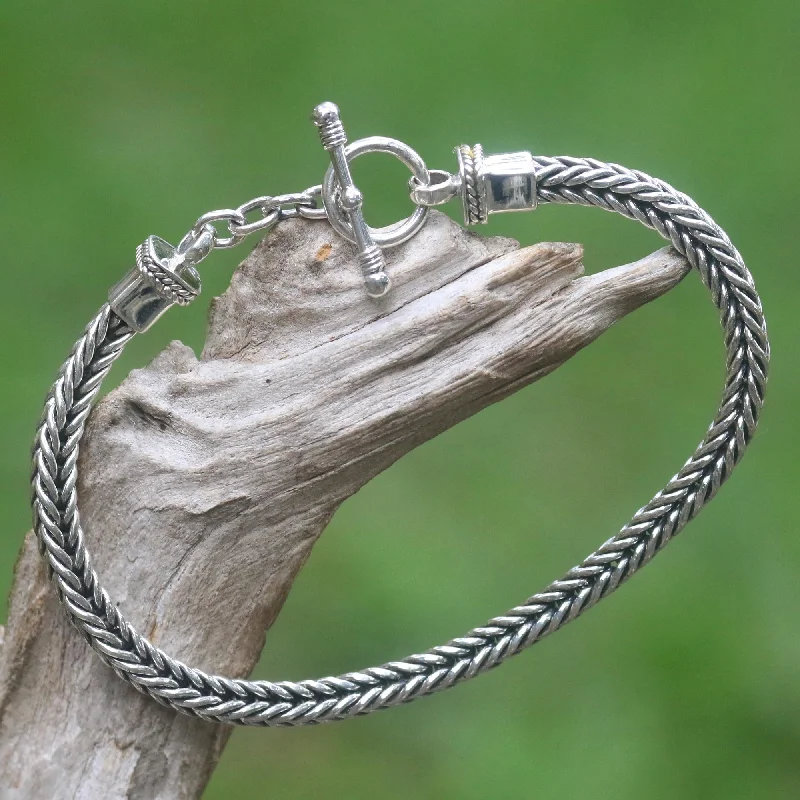 modern bangles for women -Dragon Braid Silver Men's Chain Bracelet