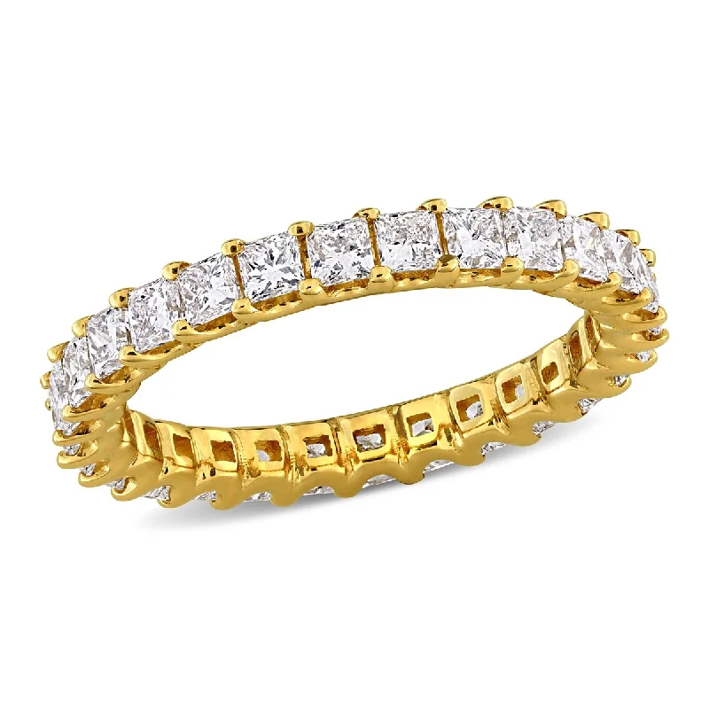 women’s engagement rings with side stones -Created Forever 2ct TW Princess-Cut Lab-Grown Diamond Eternity Ring in 14k Yellow Gold