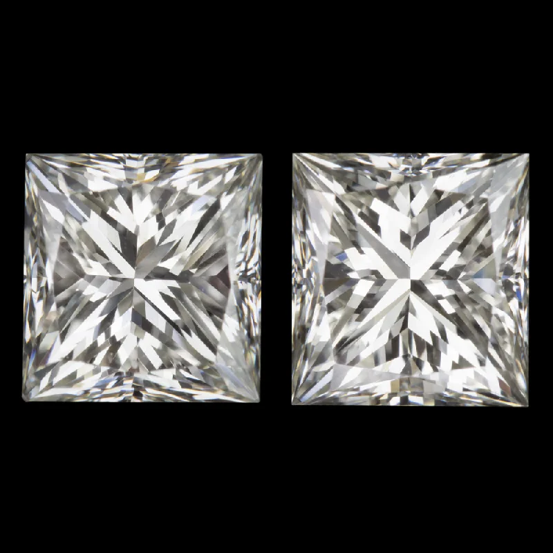 women’s silver rings with gemstones -2 CARAT PRINCESS CUT DIAMOND STUD EARRINGS GIA CERTIFIED K VS1 NATURAL LOOSE 2ct