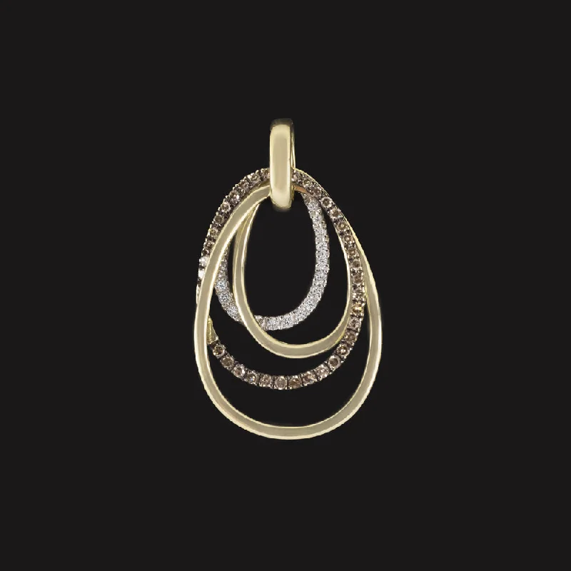 women’s chunky rings -DIAMOND 14k YELLOW GOLD PENDANT CHAMPAGNE OVAL TEARDROP LOOP NECKLACE NATURAL