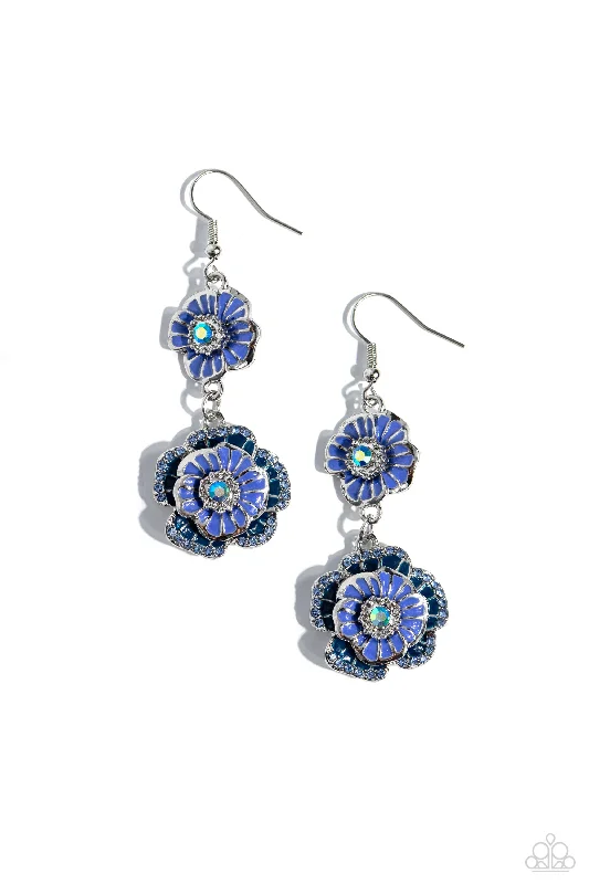 women’s colorful gemstone earrings -Intricate Impression - Blue