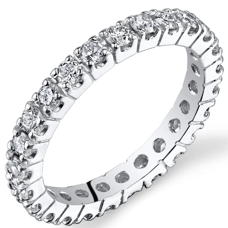 women’s cushion cut diamond engagement rings -1 ct Lab Grown Diamond Eternity Ring in 14K White Gold