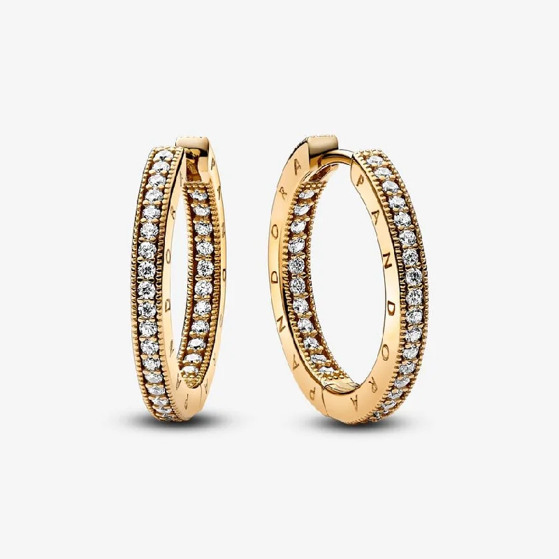 women’s infinity earrings -Pandora Signature Logo & Pavé Hoop Earrings