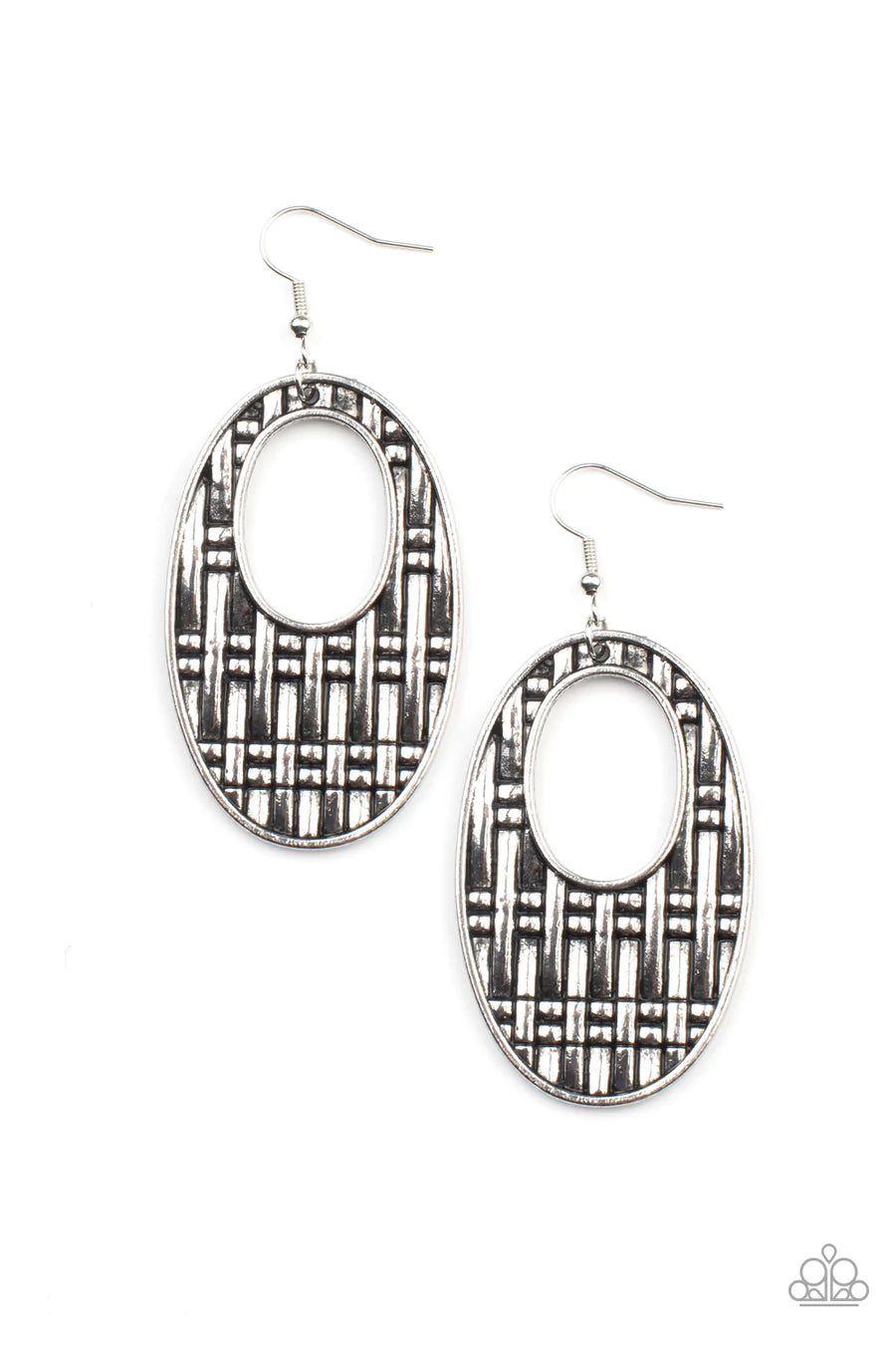 women’s gold drop earrings -Engraved Edge - Silver