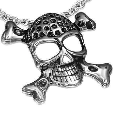 women’s luxury diamond necklaces -Jolly Roger Pirate Skull & Crossbones Stainless Steel Pendant Necklace